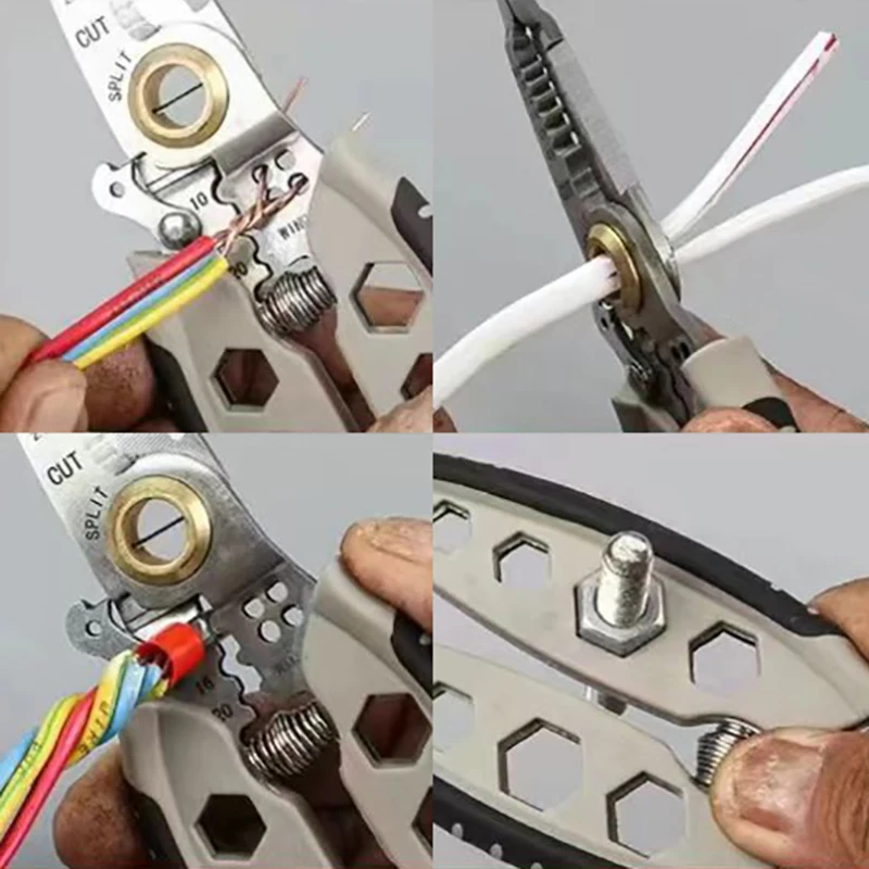 Multipurpose Wire Stripper Stripper Cable Terminal Crimping Long Nose Pliers Clamper Splitting Wire Electrician Tools Accessory