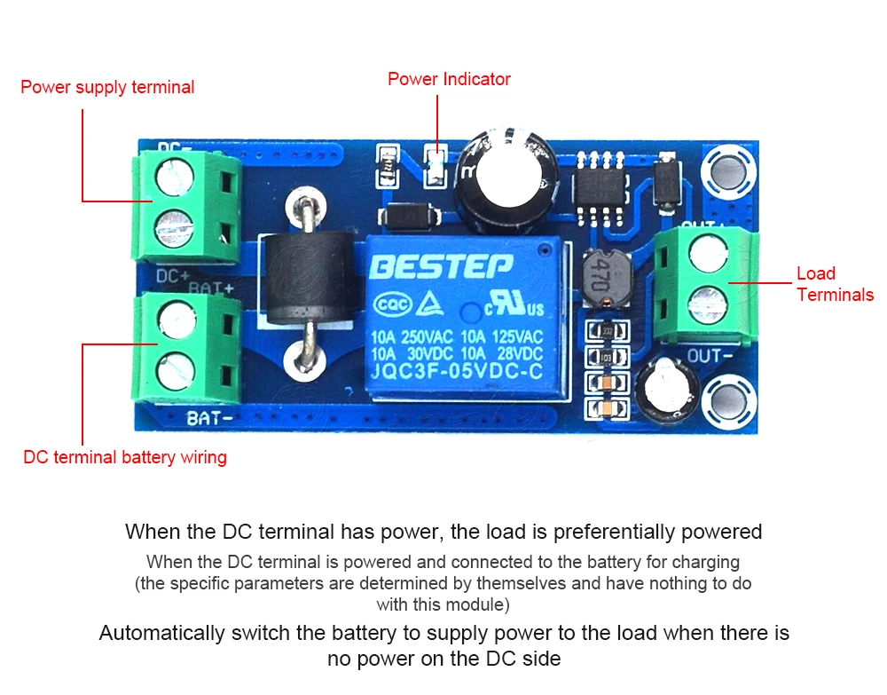 5V-48V Failure การสลับอัตโนมัติสแตนด์บายแบตเตอรี่โมดูลพร้อมไฟแสดงสถานะ Universal Emergency Converter YX850