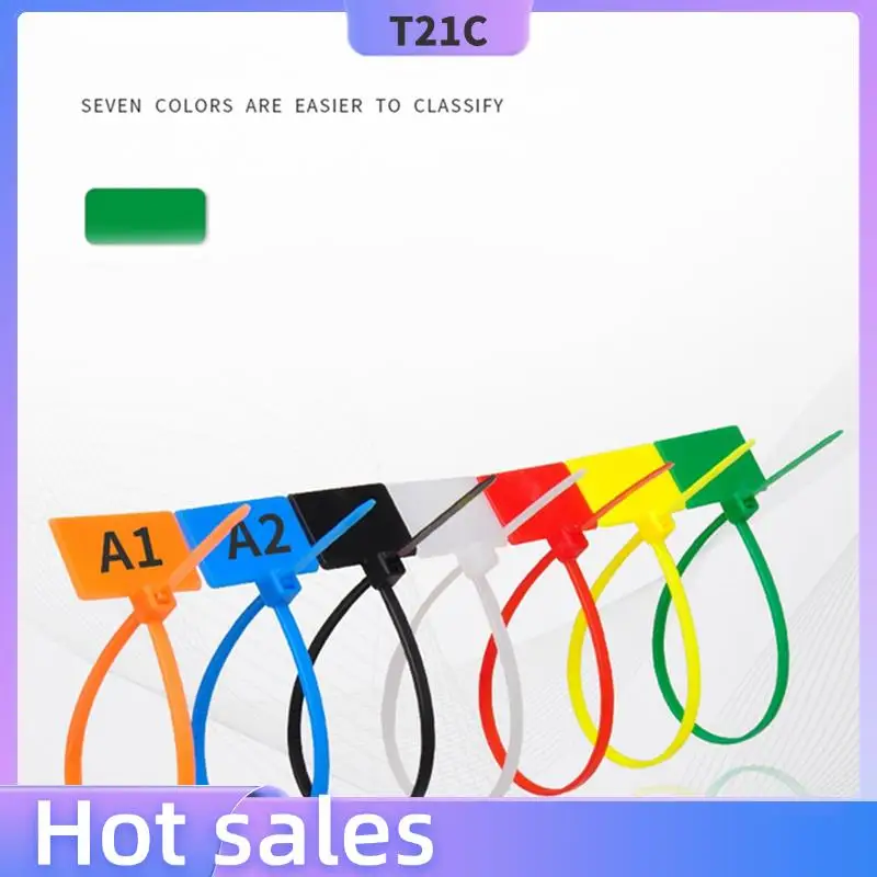 

T21C 750 Pcs 7Colors Nylon Cable Marker Ties Self-Locking Cord Write On Ethernet Wire Zip Mark Tags Nylon Power Marking Label