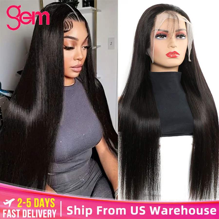 Straight Lace Front Wig Human Hair Pre Plucked 13x4 HD Transparent Lace Frontal Wig 5x5 Lace Closure Wig Remy Brazilian Hair Wig