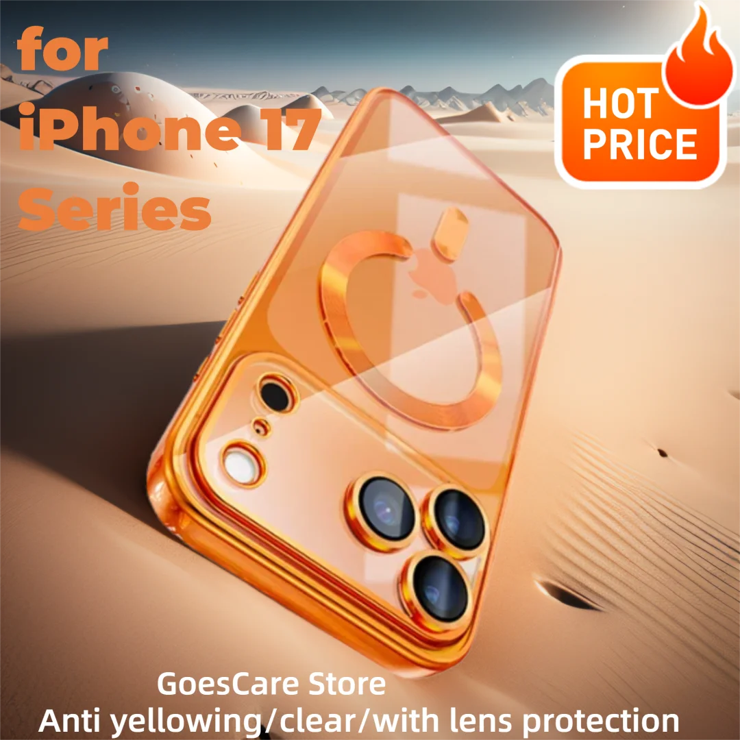 Luxo transparente chapeamento magnético caso de telefone macio para iphone 17 ar 16 plus 15 14 13 12 17 pro max magsafe deve-fe capa