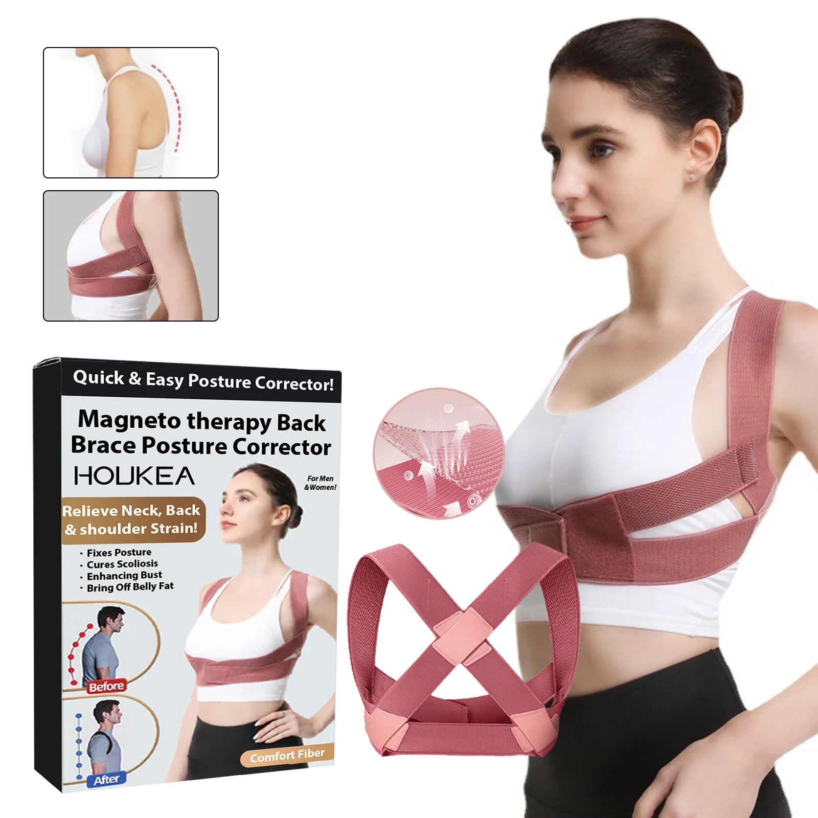 Adjustable Posture Corrector Breathable Upper Back Brace Back Support Straightener for Neck Shoulder Clavicle Lumbar Pain Relief