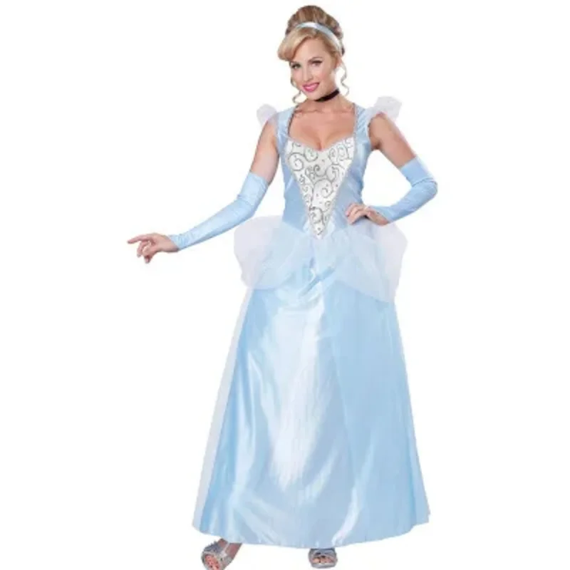 European Court Princess Dress Snow White Long Wedding Evening Gown Dresses Cinderella Fancy Ball Halloween Party Cosplay Costume