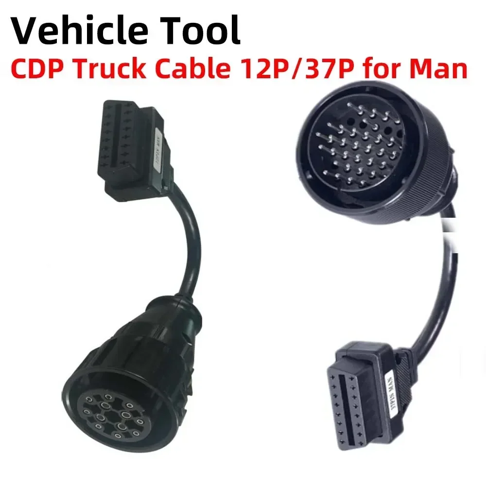 Truck 37pin 12Pin OBD Male Cable for Man 37 Pin Adapter To 16 Pin Obd2 for TCS DS150 CDP+ For Man 12Pin Diagnostic Scanner Tools