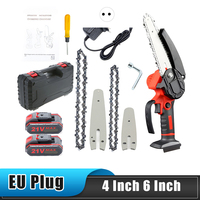 Mini Chainsaw 4 inch 6 inch Portable Chainsaw with Security Lock 2 Chains 21V Rechargeable Battery Operated Electric Chainsaw