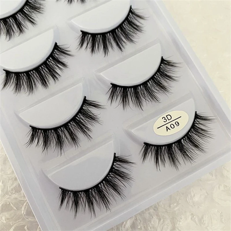 5 Pairs/Tray High quality chemical fiber naturally curlty-freeeyelashes full strip eyealsh extention with personlized