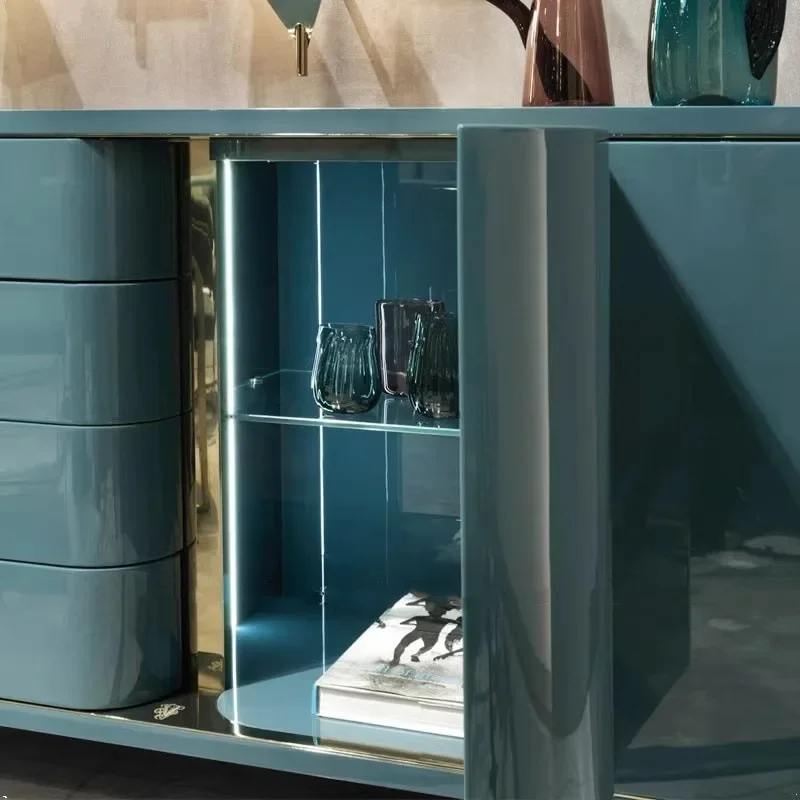 Hong Kong-style light luxury living room entrance cabinet fashionable design four-door entry door shoe cabinet with drawer