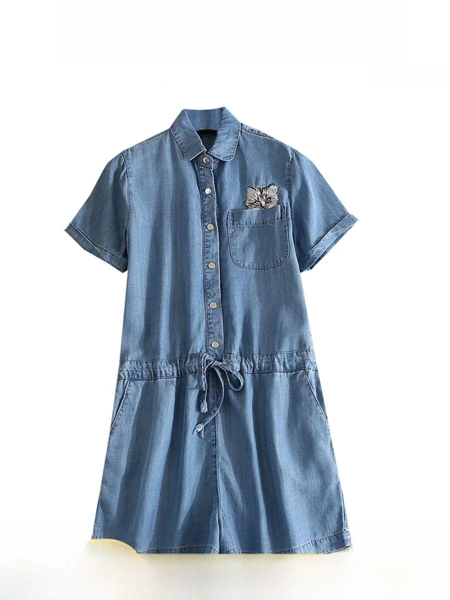 

Летние тонкие джинсовые комбинезоны, женская рабочая одежда с высокой талией, ort Sve, широкие брюки, корейский комбинезон с широкими штанинами