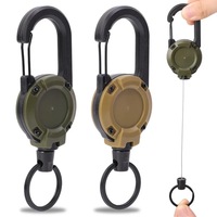 Extendable Retractable Holders Wire Rope Keychain Anti-theft Elastic Keychain Outdoor Carabiner Hook For Backpack Buckle Keyring