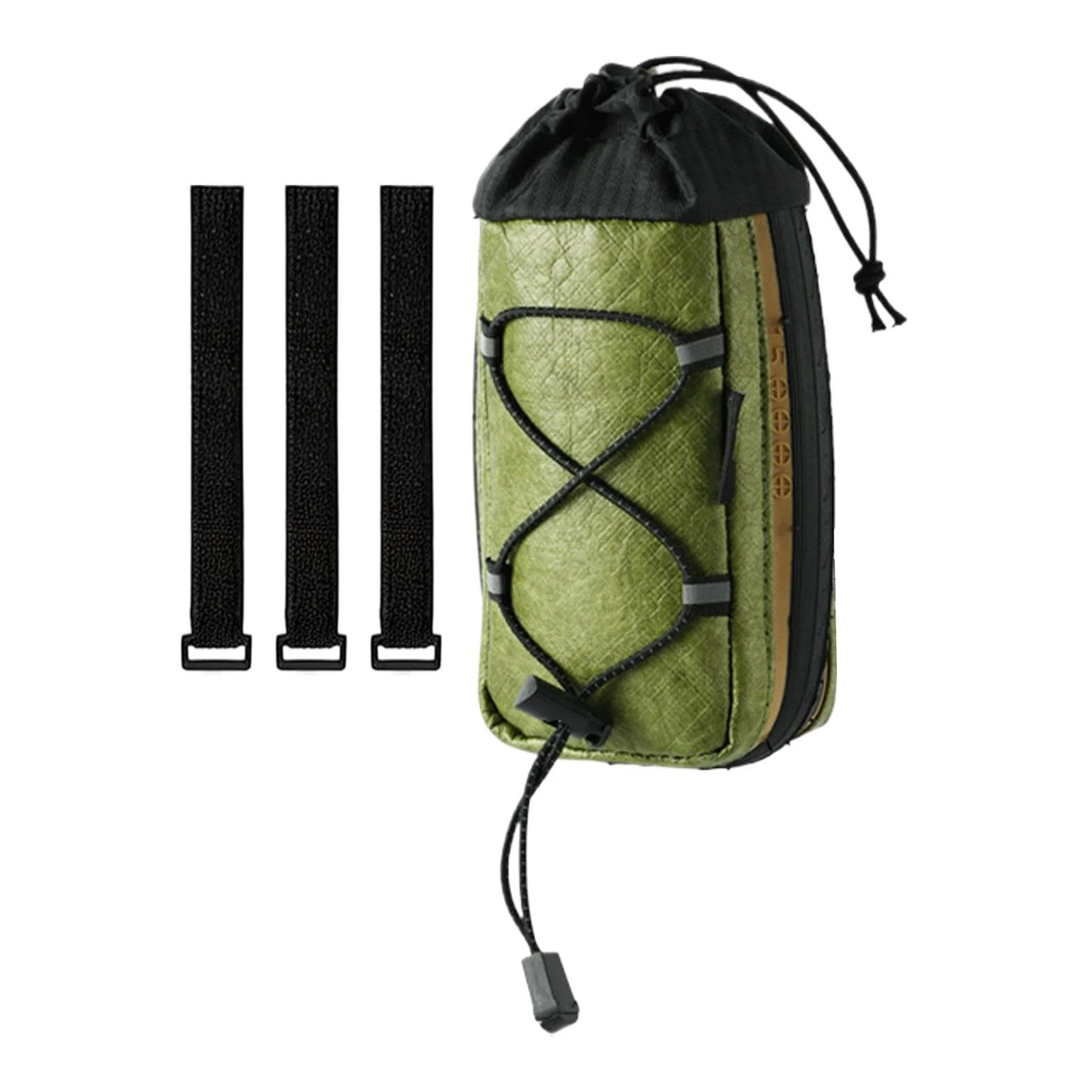 For Bicycle Water Bottle Bag Green Mounted on Tire with for High Density Polymer Fabric and Reflective Safety Design