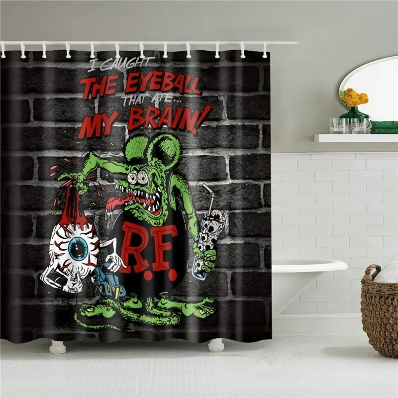 Halloween Horror Shower Curtain Printing Screen Bathroom Waterproof 12 Hooks Polyester Bath Curtains Home Decor Washable Screen