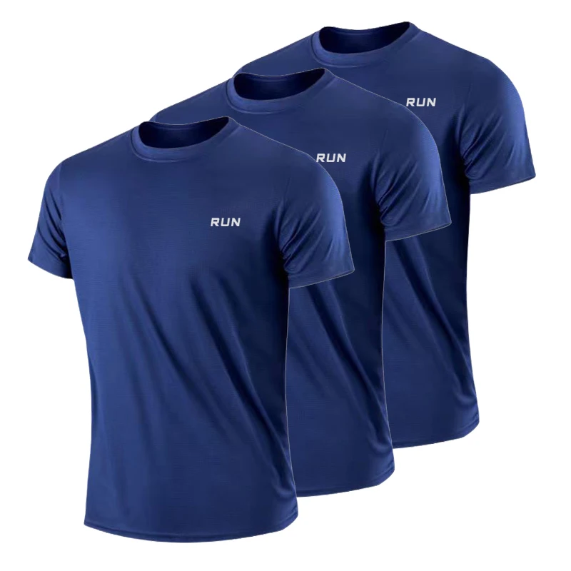 T-Shirt à Manches Courtes et Col Rond à vaccage Rapide, Vêtement de dehors pour Gym, Course à Pied, Exercice d'Entraînement, 3 Pièces par Paquet