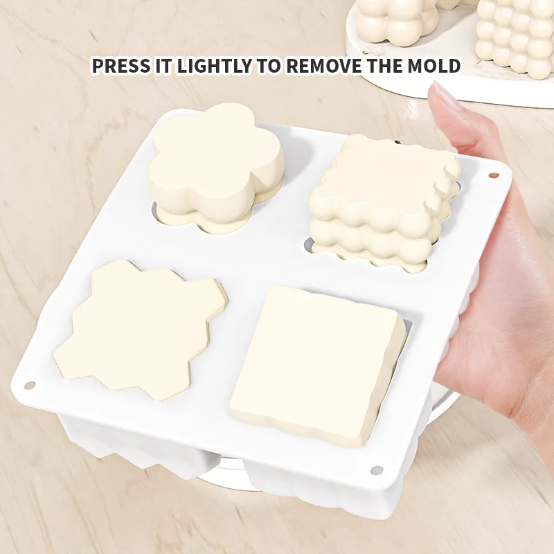 Multi‑Shape Geometric Bubble Cube Silicone Molds,Food‑Grade Flexible Non‑Stick Mould for Aromatherapy Candle,Soap,Chocolate Mold