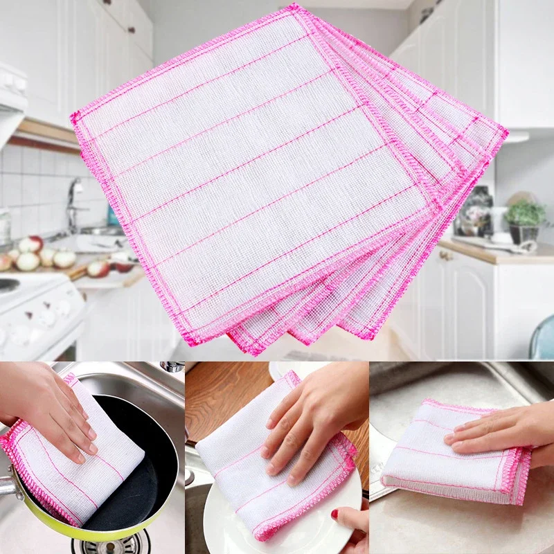 Oil Wiper Cotton Dish Cleaning Cloths 8 Layers Multifunctional Absorbent Reusable Cleaning Cloth Microfiber Towels 3/5/10/20PCS