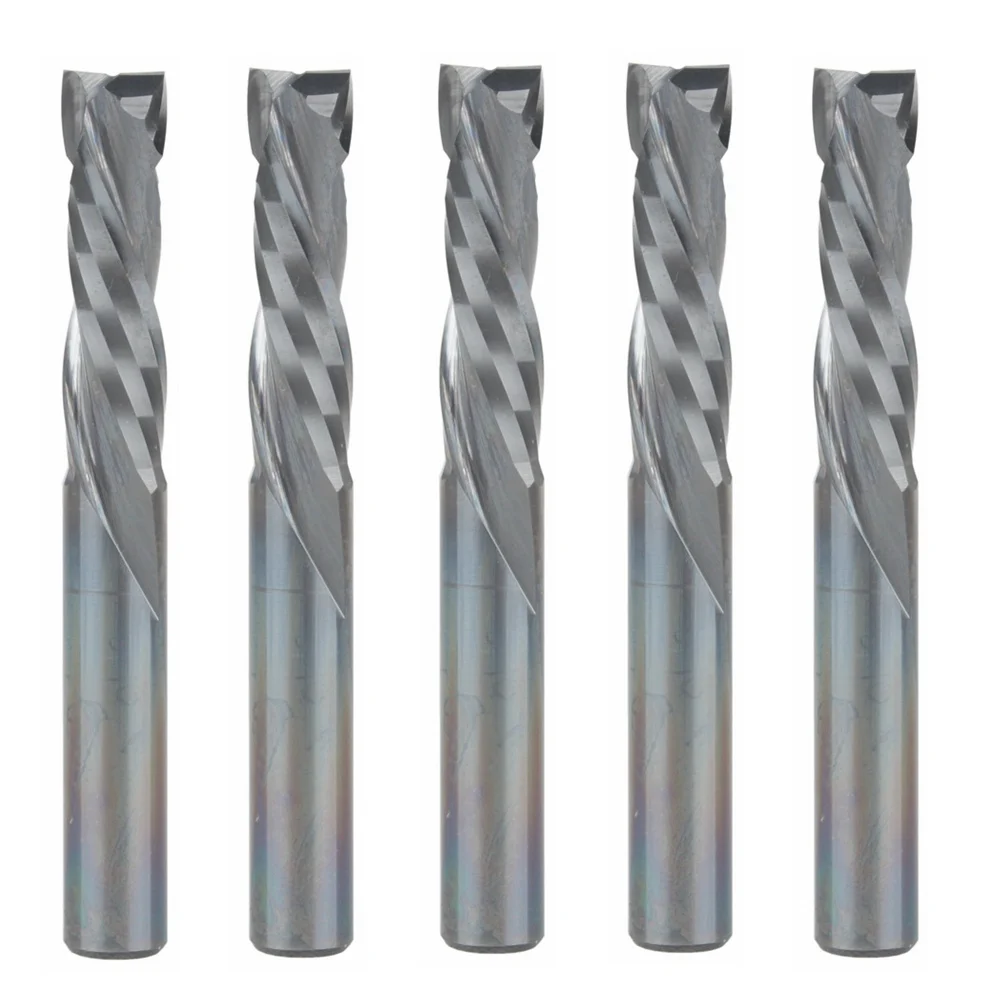 5PCS Up Down Cut 6MMx25MM- 2 Flutes Solid Carbide CNC End mill Bit Compression Cutter,Tungsten End Milling woodworking Tools