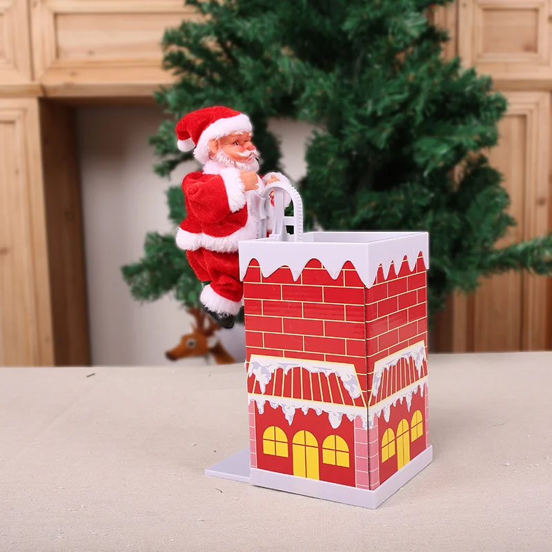 2024 Christmas Electric Santa Claus Climbing Ladder Plush Doll Creative Music Father Christmas Kid Toy Gift New Year Decoration