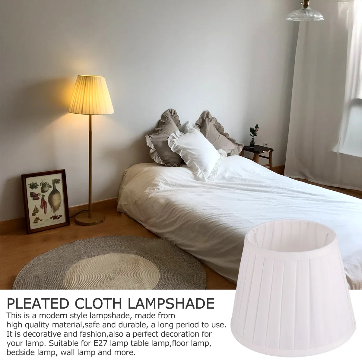 

1Pcs Pleated Cloth Lampshade Durable Modern Lamp Shade E27 Table Floor Bedside Wall Lamp Cover for Home Hotel Cloth Lampshade