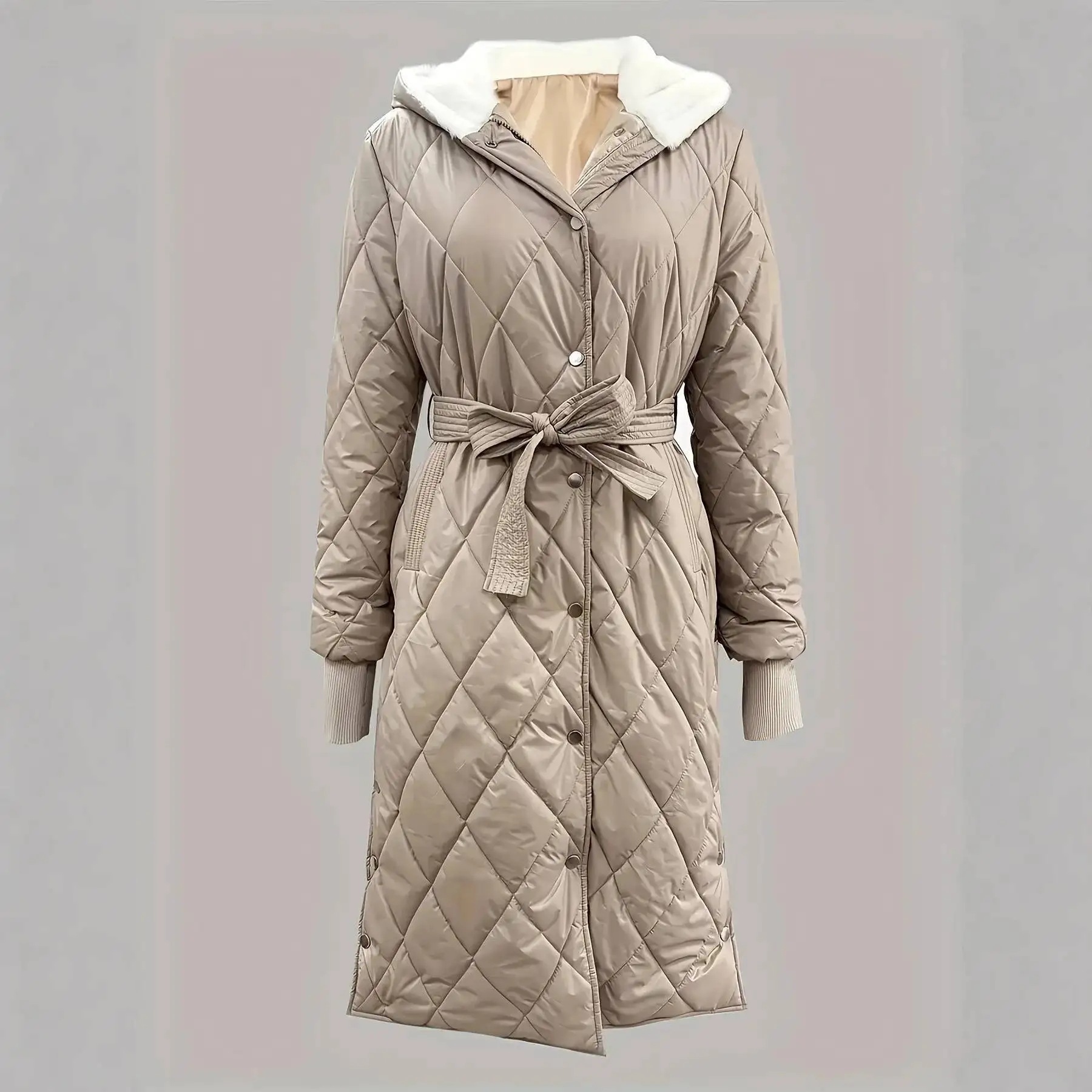 

New 2025 Winter Korean Style Long Over-the-knee Lightweight Cotton Jacket for Women