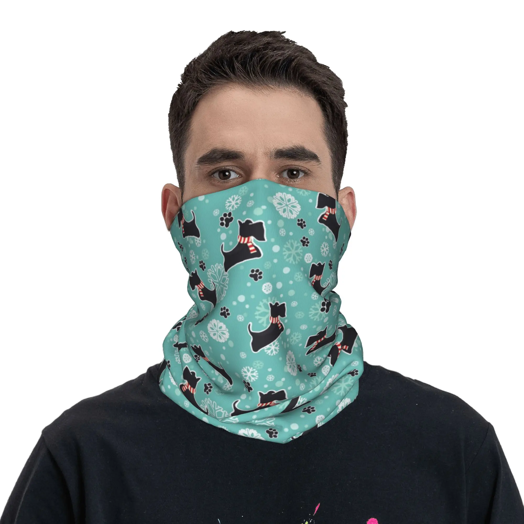 Custom Snowy Scottie Terrier Dog Bandana Winter Neck Warmer Women Windproof Wrap Face Scarf for Ski Pet Dog Love Gaiter Headband