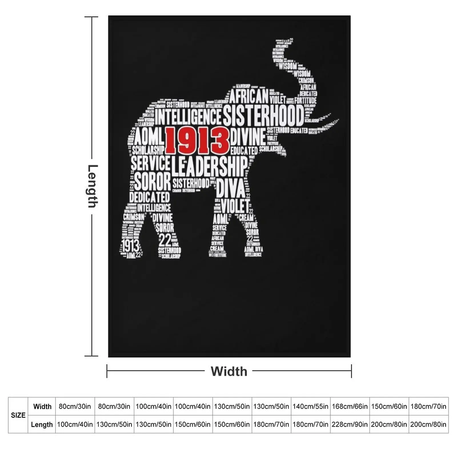 Delta-1913 Sorority Elephant Sigma-Theta Words Throw Blanket couch cozy soft plush fuzzy picnic outdoor blanket