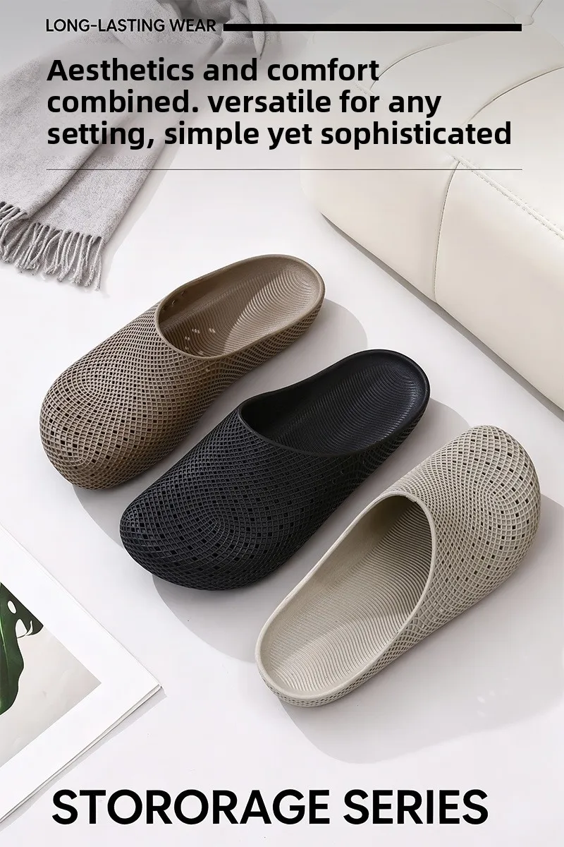 Sommerliche, atmungsaktive, leichte Herren-Clogs mit Belüftungslöchern, rutschfeste Outdoor-Slip-On-Sandalen, halb geschlossene Freizeitschuhe für die Arbeit. – Detail 15