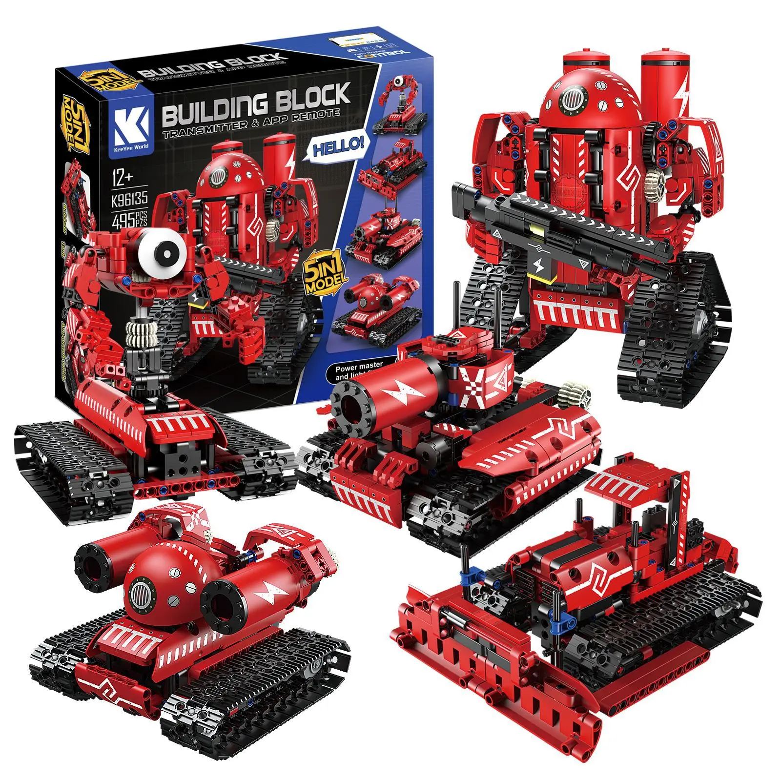 Technical Intelligent Robot K96135 APP Remote Control Building Blocks Bricks Programming USB Gift Sets Toys For Kids Gifts Boys