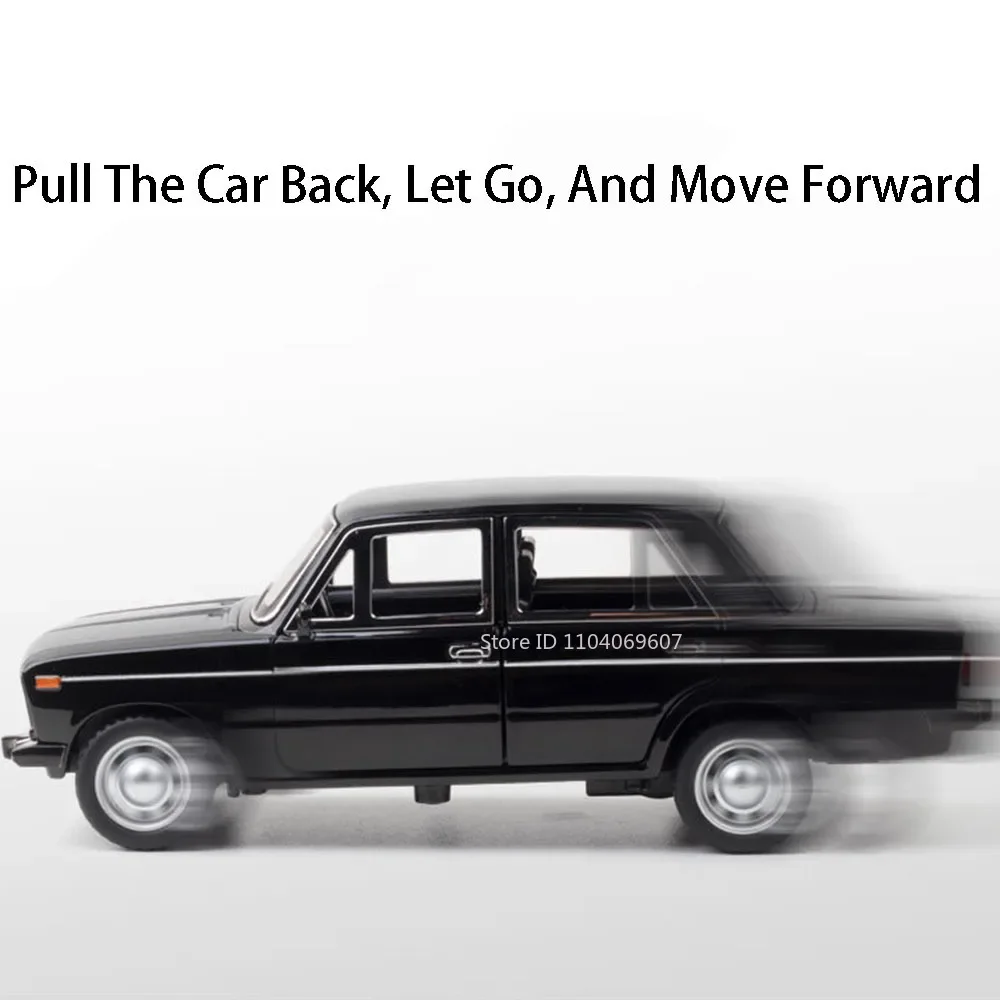 1:24 스케일 라다 2106 장난감 자동차 모델 합금 다이캐스트 미니어처 경찰차 문 열림 후진 소리 불빛 고무 타이어 어린이 선물