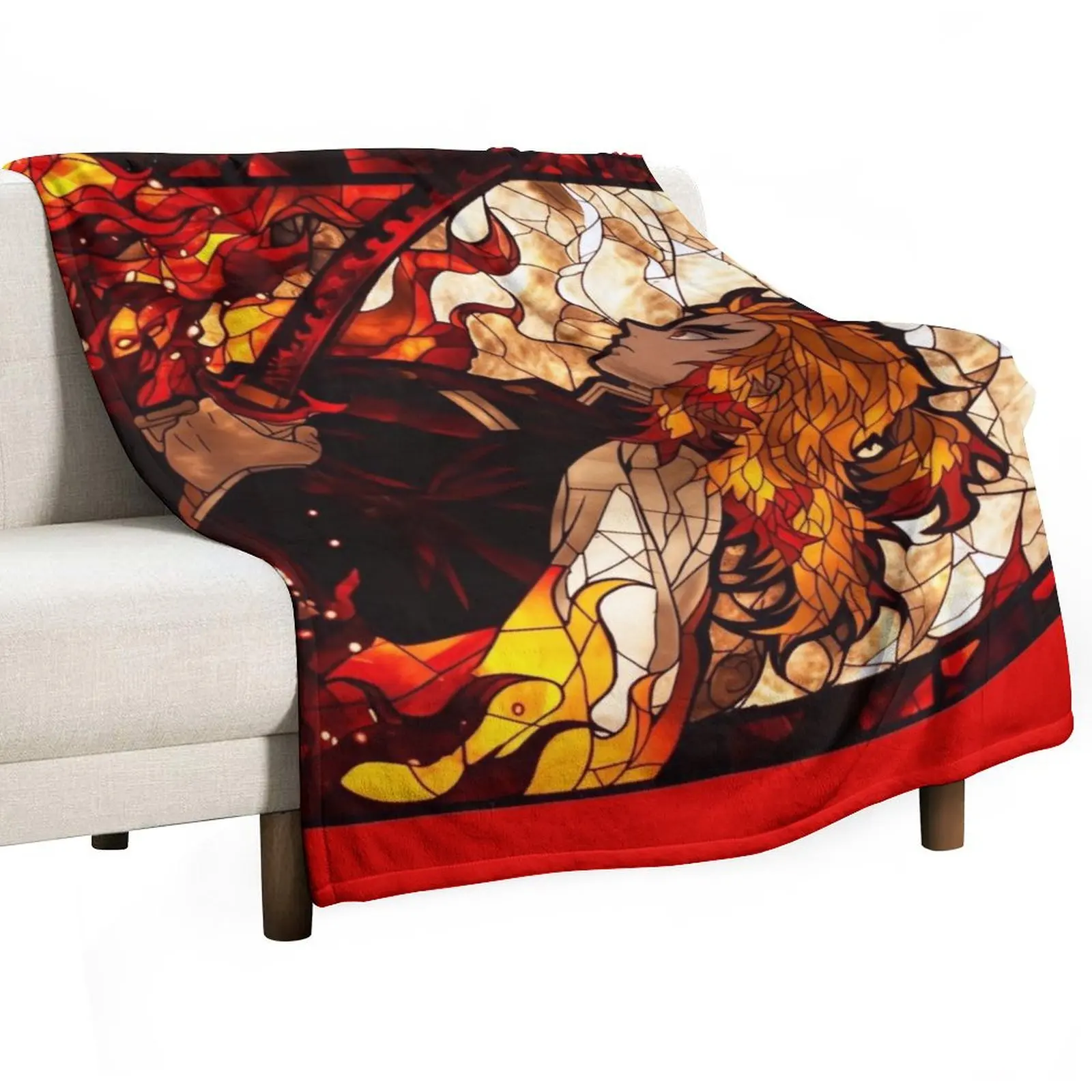 

Stained Glass Flame Slayer Throw Blanket Summer Beddings funny gift Blankets