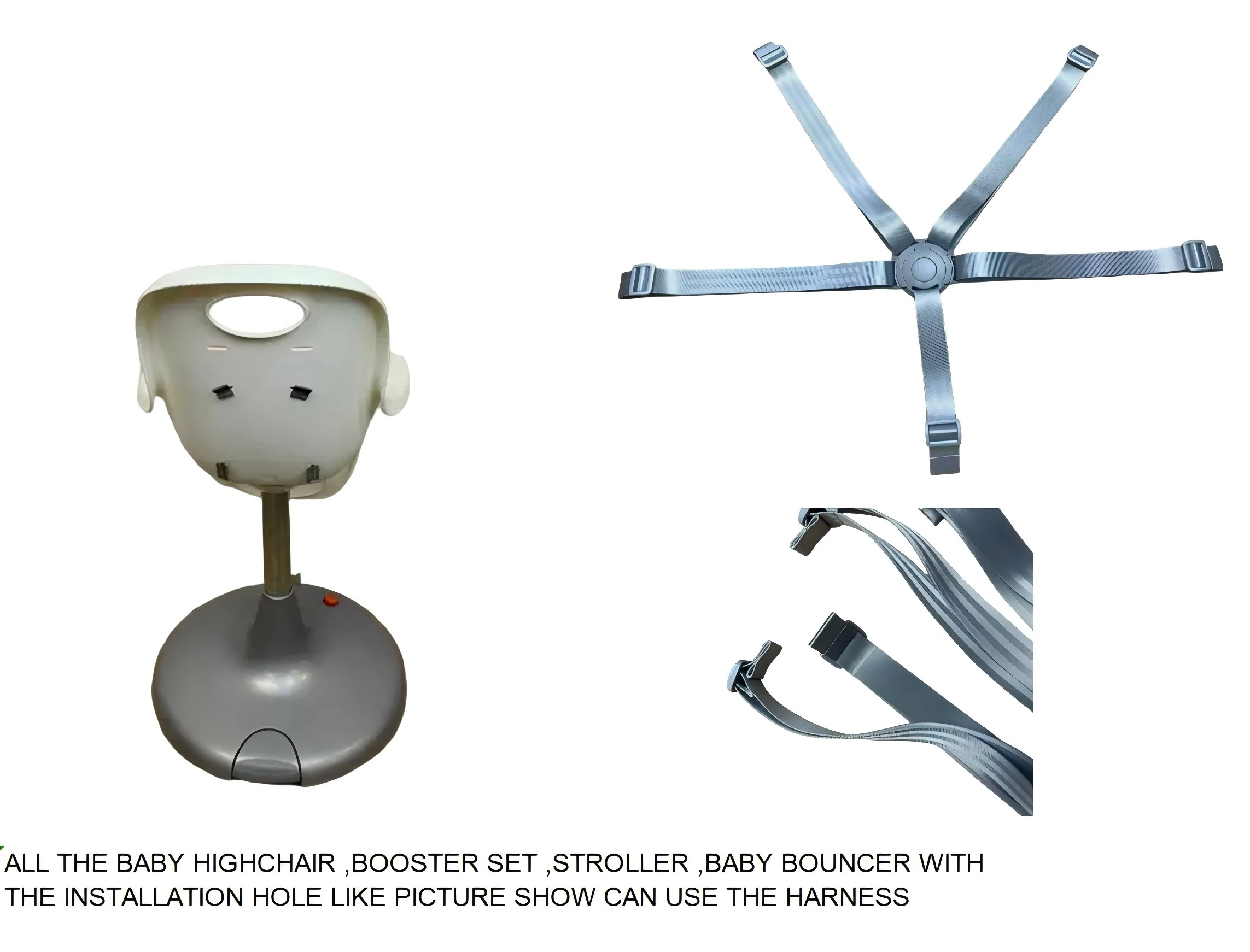 

Safety Straps for Boon Grub, Boon Flair and most other 5-point harness HIGHCHAIR Replacement SAFETY BELT Straps