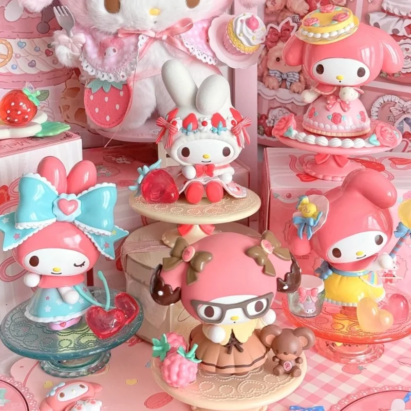 

My Melody Afternoon Tea Series Mysterious Blind Box Fashion Action Figures Cute Model Dolls Ornaments Trendy Toys Gift