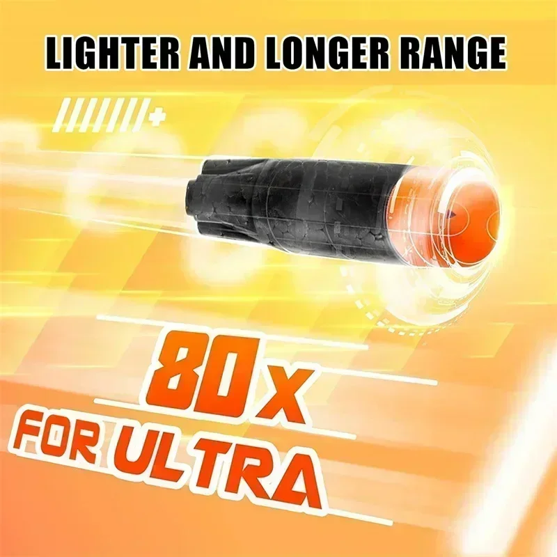 80 pçs novas balas pretas para nerfss ultra armas de brinquedo pacote recarga o final em dardos jogo sniper compatível apenas ultra blaster