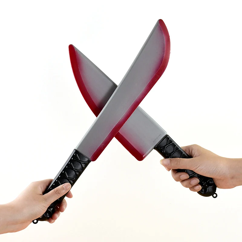 Halloween Blood Knife Bloody Simulation Plastic Fake Axe Saws Sickle Knife Party Game Performance Supplies Cosplay Costume Prop