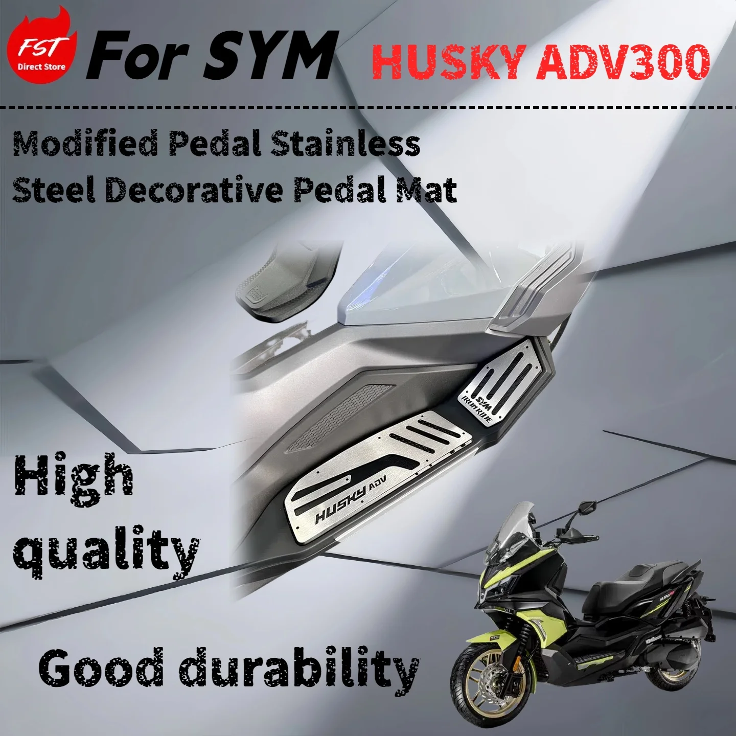 

For SYM HUSKY ADV300 modified pedals stainless steel decorative pedals mats