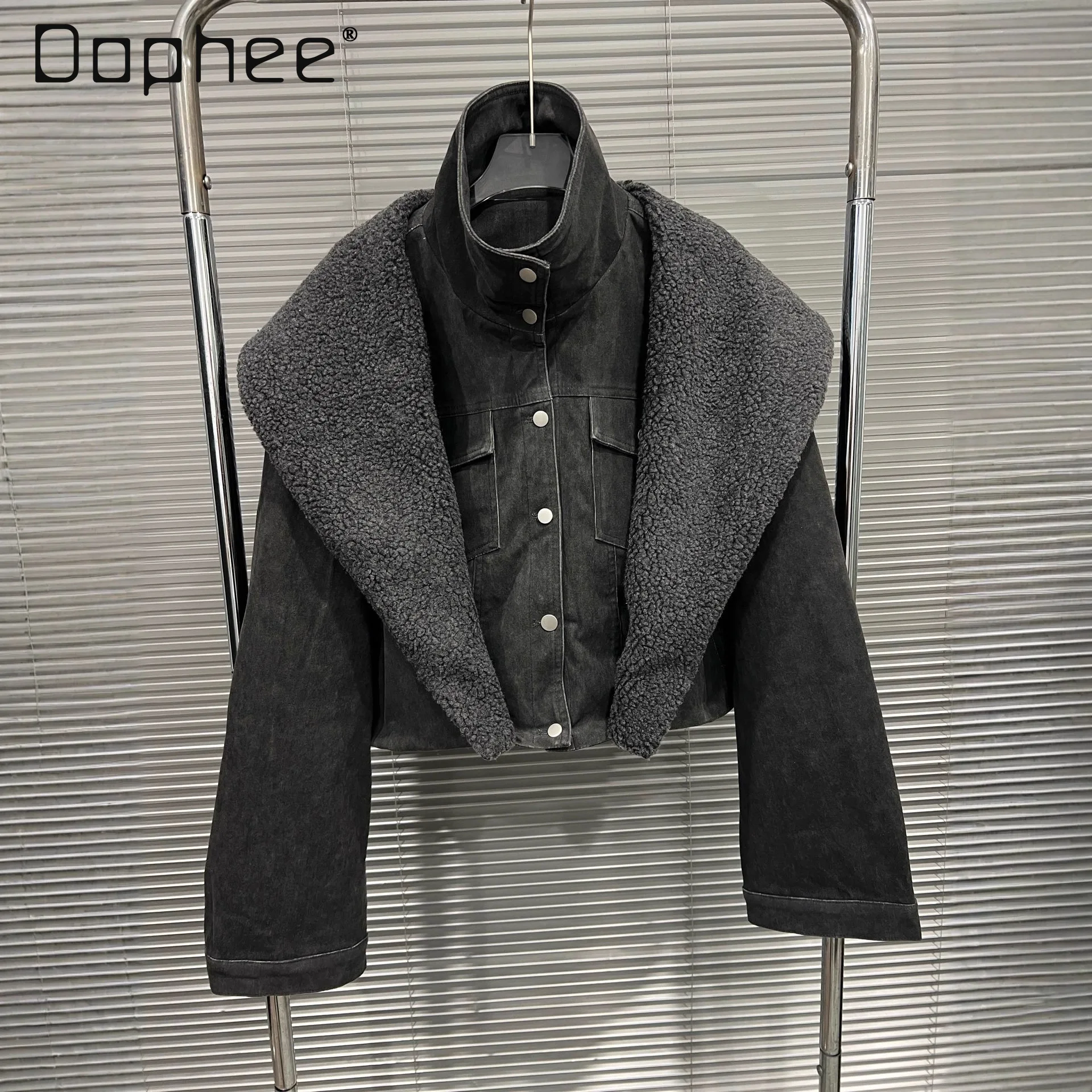 2025 Autumn Winter New American Retro Hot Girl Loose Slimming Versatile Patchwork Long Sleeve Jacket for Women Trendy Punk Coats