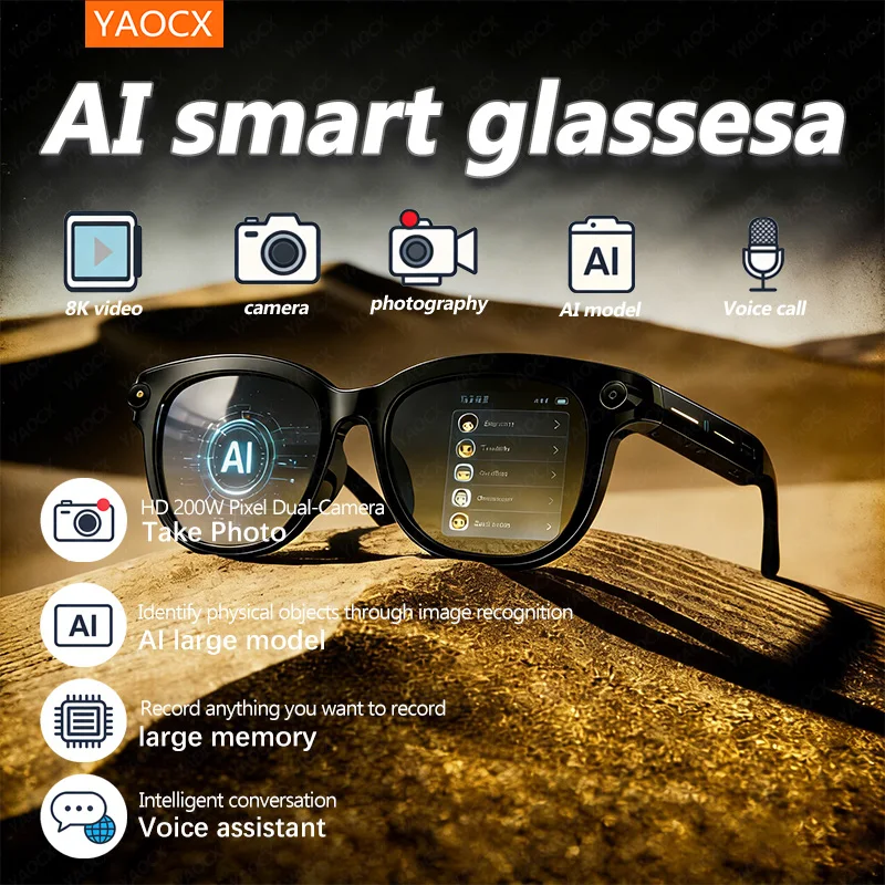 

Hot Sale AI Smart Glasses with Voice Assistant Real-Time Translator Open-Ear Headphones 200mAh Long Battery Type-C Fast Charge