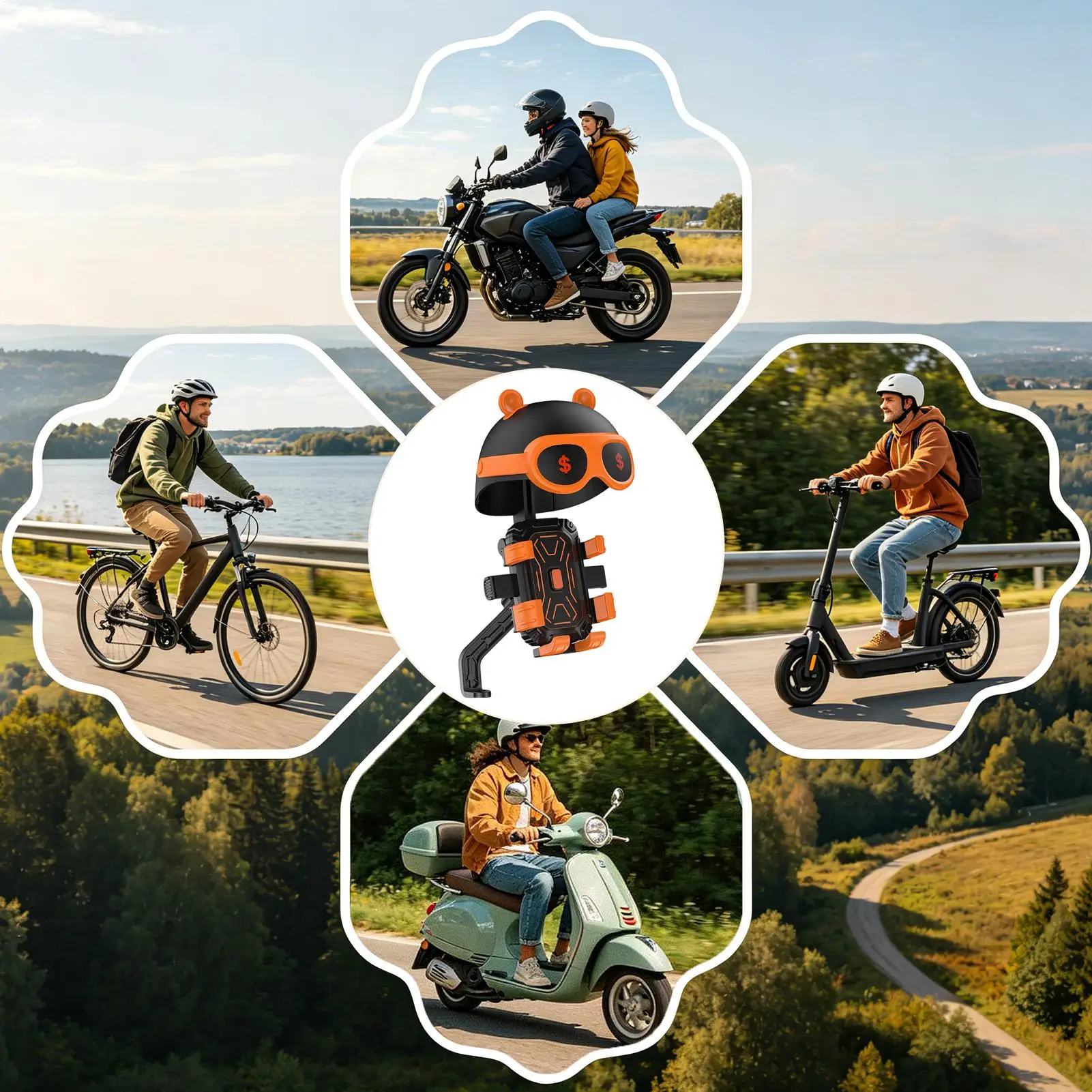 

Bike Phone Mount Weather-Resistant Handlebar Clamp Bike Phone Mount For Navigation Video Recording Call Mountain City Touring