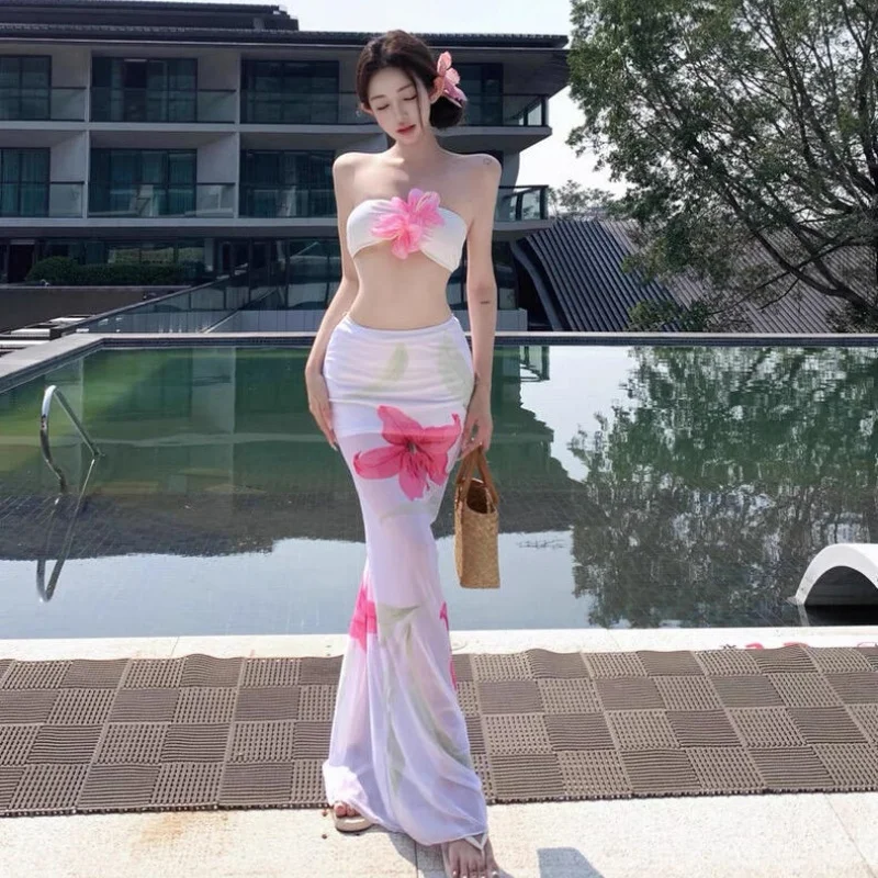 

Элитный слитный купальник с 3D-принтом в цветочный узор, для пляжного отдыха, из полиэстера