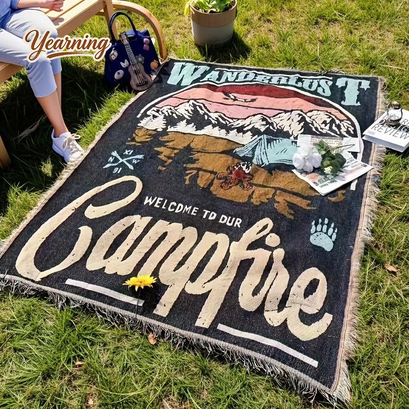 Outdoor Picnic Blanket Throw Blanket Sofa Cover Car Trunk Mat Stall Tablecloth Warm Blanket Tapestry Decor Moistureproof Mat