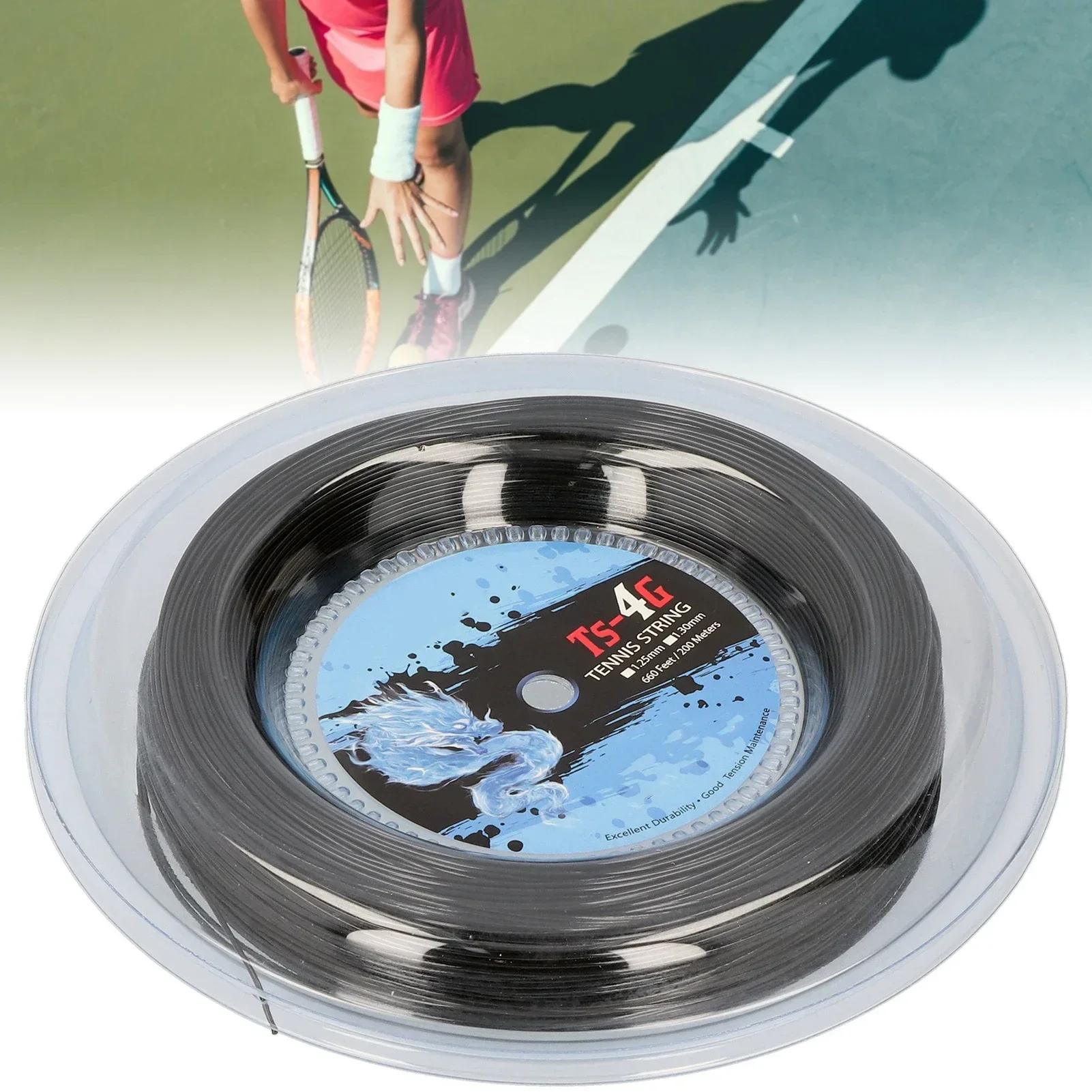 200m Durable Polyester Tennis Racket String Round StrikeResistance Hard Racquet String