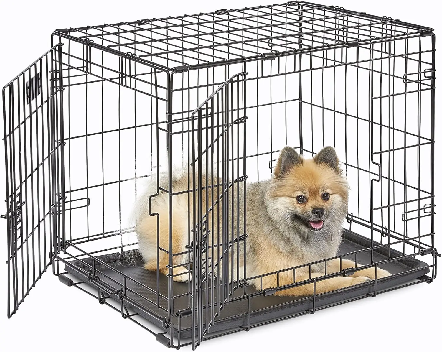 

MidWest Homes for Pets Newly Enhanced Double Door iCrate Dog Crate, Includes Leak-Proof Pan, Floor Protecting Feet