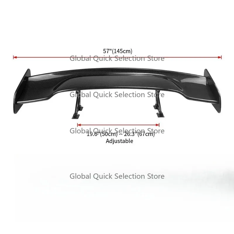 Universal Car Rear Spoiler Wing 145cm, Style Carbon Fiber Trunk Lid Wing Lip, Sedan Body Kit Tuning Decoration Accessories view 3