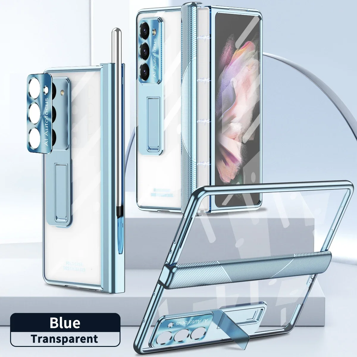 

Luxury Transparente Bracket Z Fold7 Case Magnetic Hinge Protection For Samsung Galaxy Z Fold 7 6 5 4 With S Pen Glass Film Cover