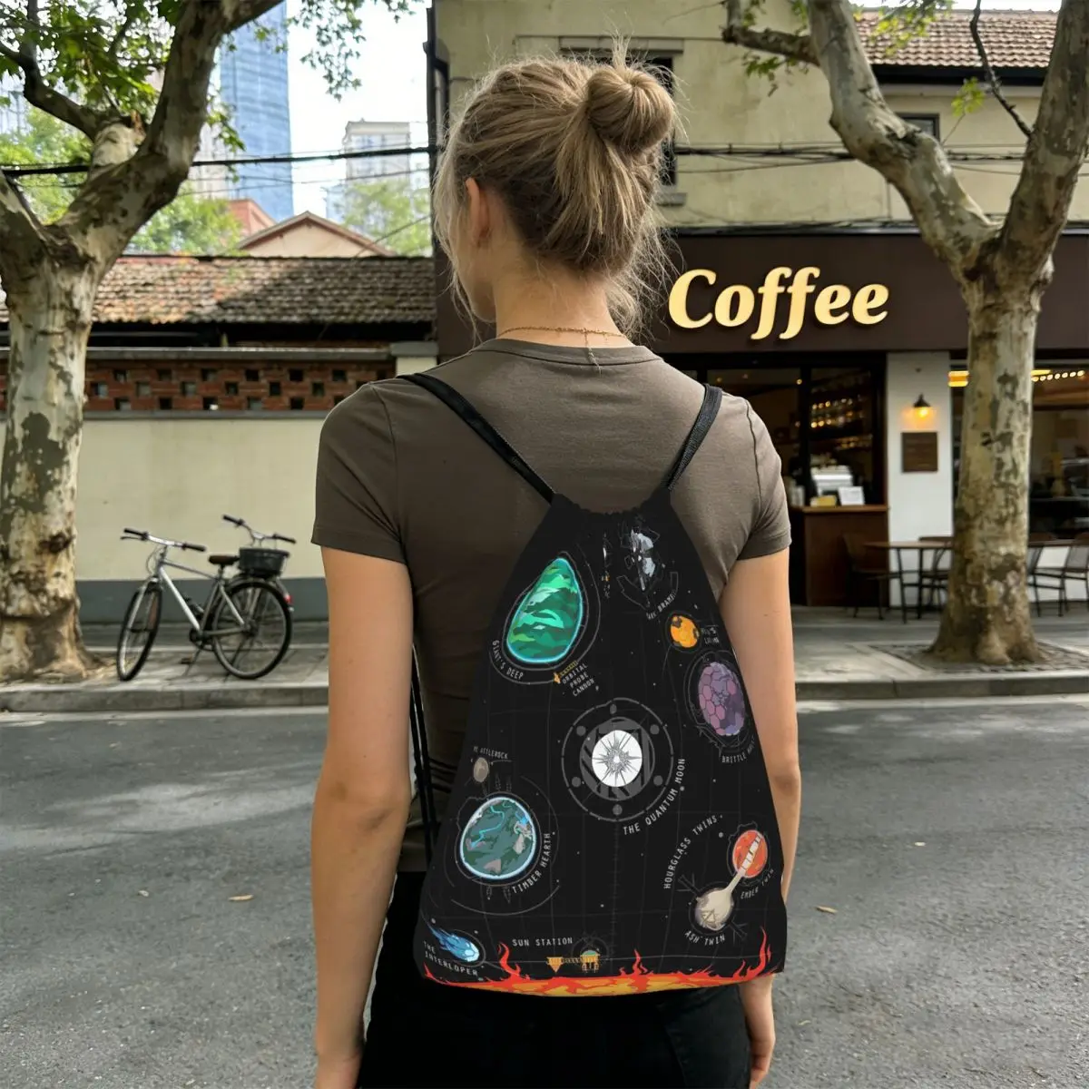 Outer Wilds System Backpacks Portable Drawstring Bags Shoes Bag Book Bags for Man Woman School