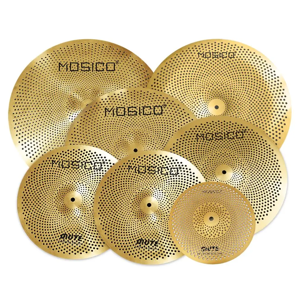 Gold Color Practice Low Volume Cymbals 7 PCS 4H+16C+18Crash+20R+16China+10Splash