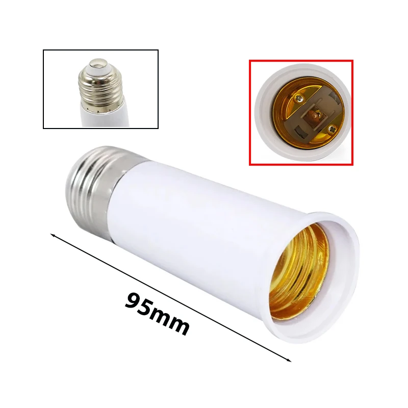

95mm E27 to E27 Extender Lamp Holder Base Bulb Extend Extension Socket Adapter LED Light Adapter Converter