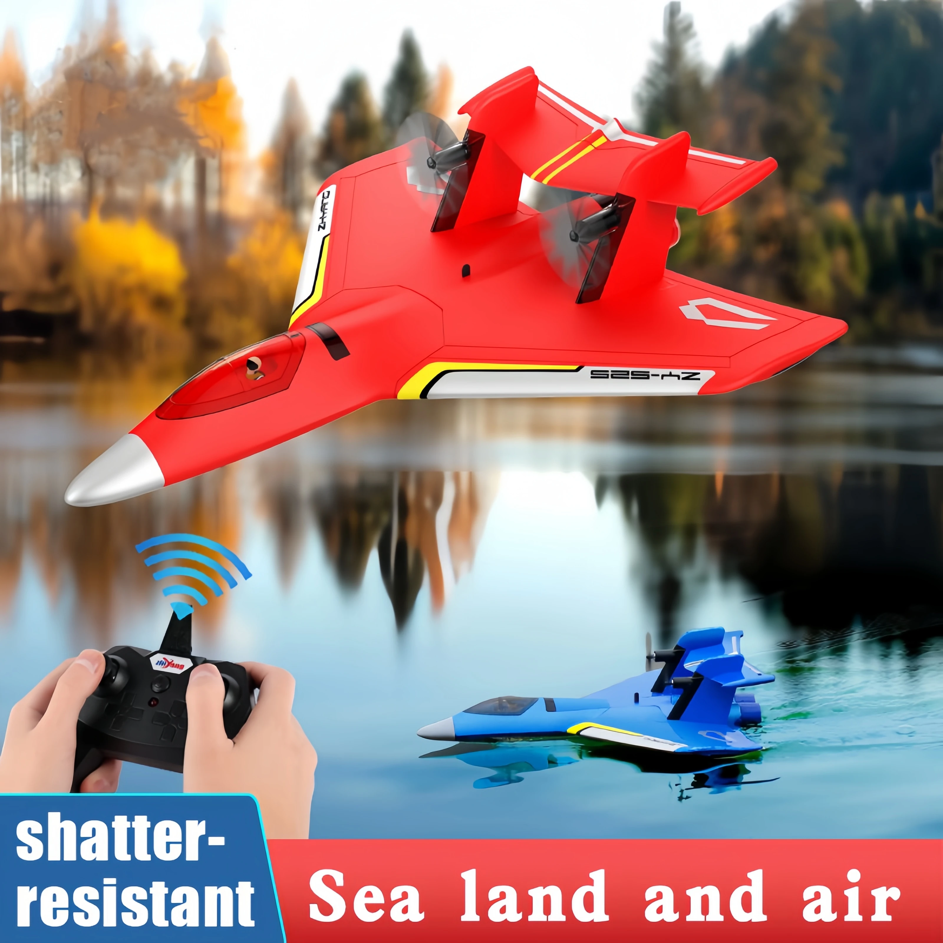 

Soft material Fixed Wing Aircraft Model Water, Land, and Air Aircraft Water Remote Control Small Aircraft for Boys Outdoor Toys