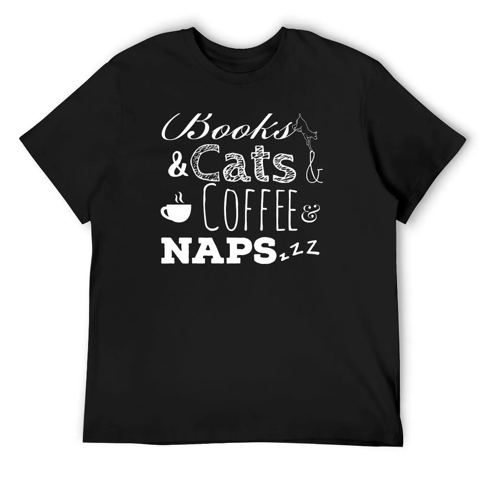 

Books cats coffee naps cat lover T-Shirt vintage graphic tee affliction shirts topping men t shirt