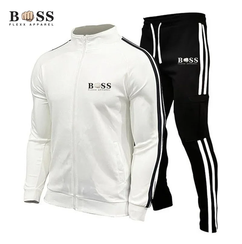 New High Quality Spring and Autumn Men\'s Zipper Sportswear Set Fashion Men\'s Sportswear Set Long sleeved Pants Sportswear Set