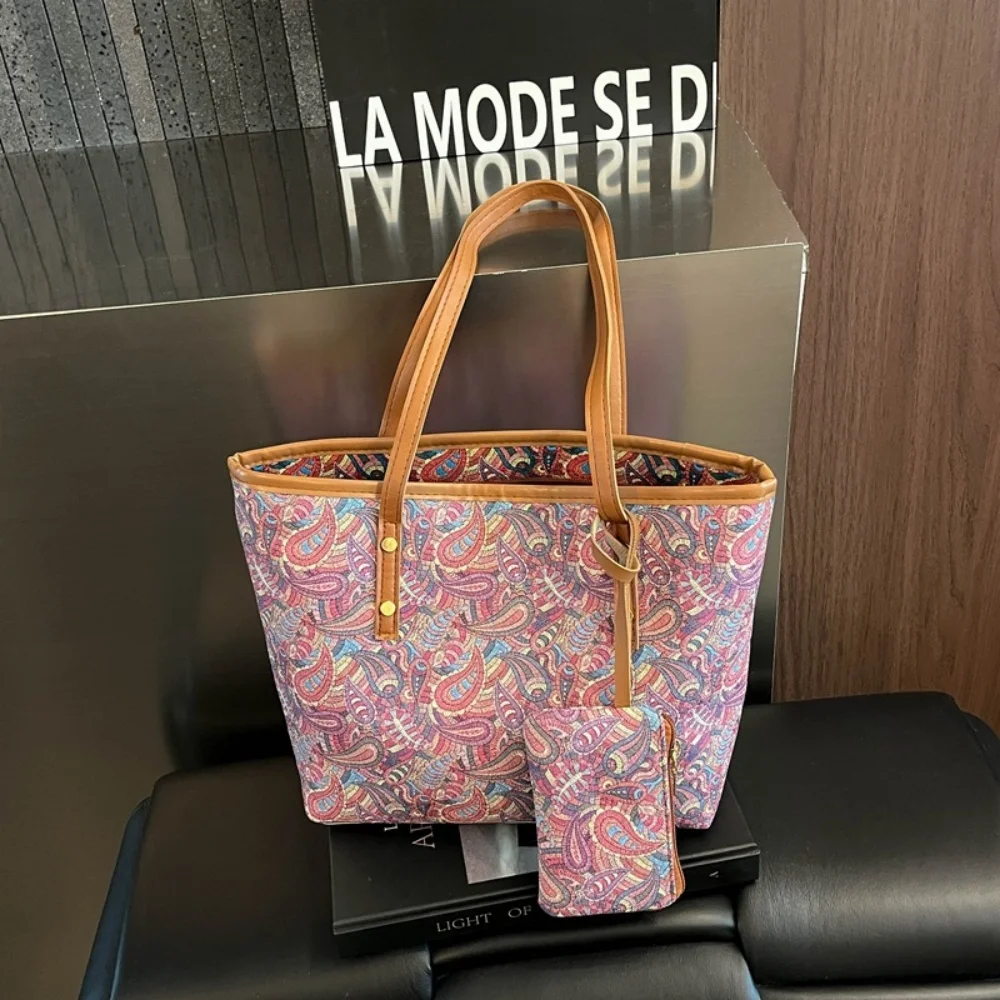 Conjunto de 2 Bolsos de Mano de Gran Capacidad para Mujer, Monedero, Moda Coreana, Versátiles, para el Trabajo y el Uso Diario