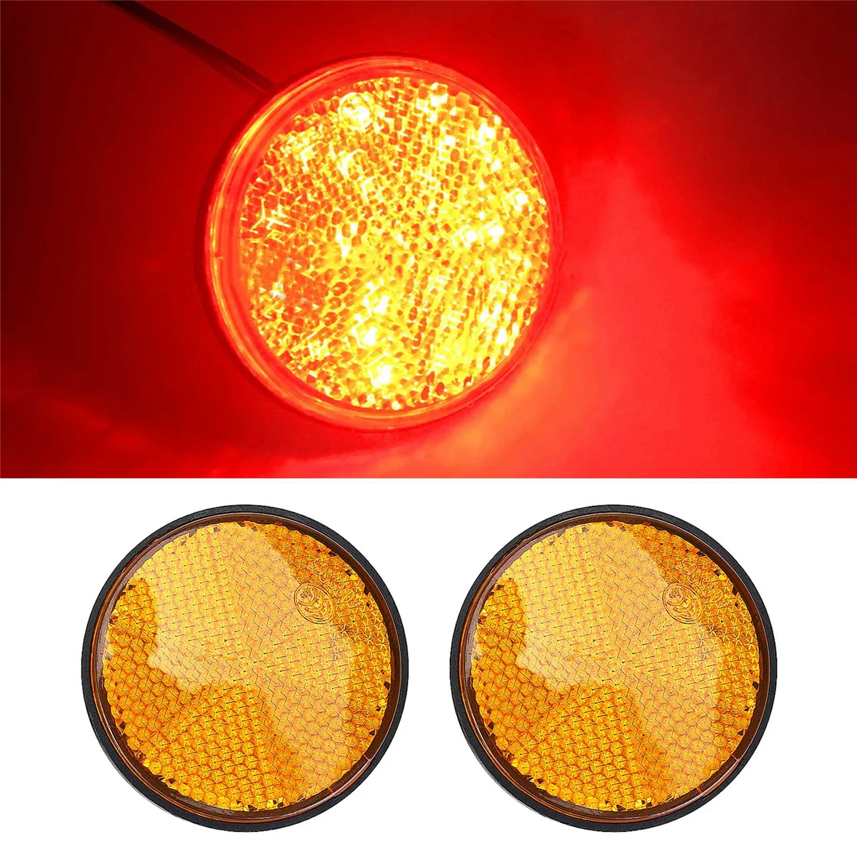 2pcs 2" Round Orange Reflector Universal For Motorcycle ATV Dirt Bike